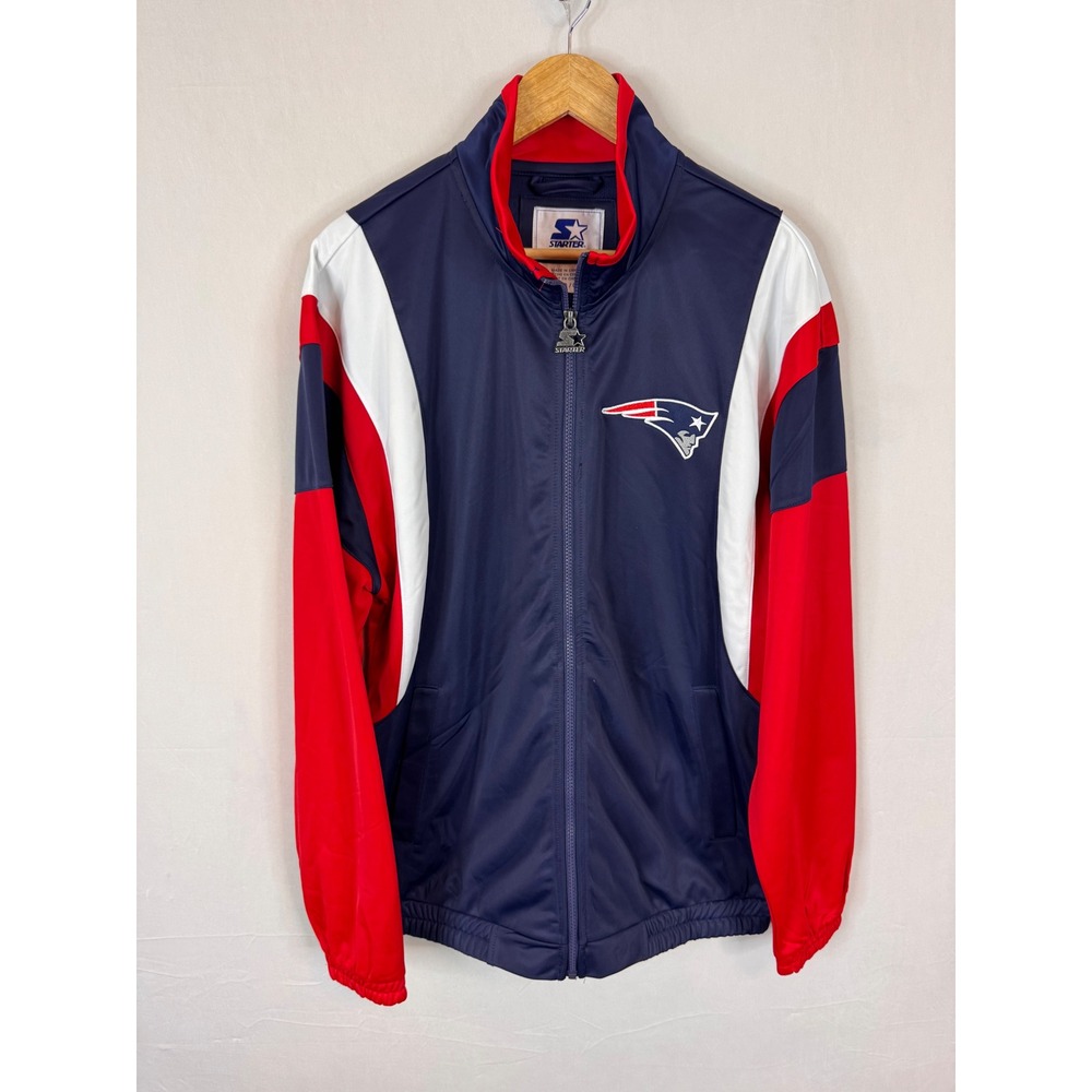 Starter New England Patriots Track Jacket‎ Mens Large Navy Blue Red Full Zip NFL